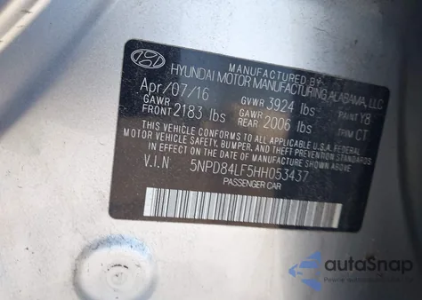 2017 Hyundai Elantra Limited from USA, damaged, VIN 5NPD84LF5HH053437